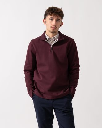 Ted Baker Mens Long Sleeve 1/4 Zip Sweatshirt in Wine Cotton - Size Large