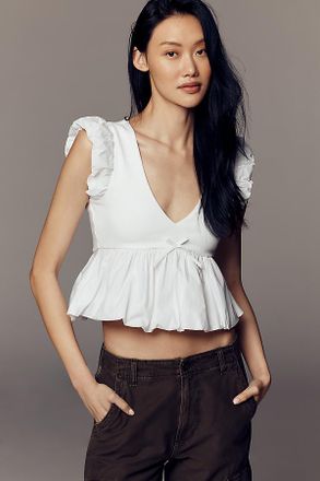 Maeve Crop Peplum Ruffle Top