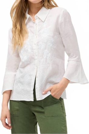 Johnny Was Carmelita Ruffle Sleeve Shirt In White
