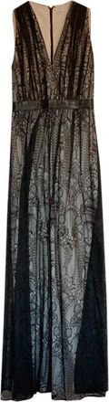Alice & Olivia Alice + Olivia Black Sleeveless Lace Gown with White Underlay Size S