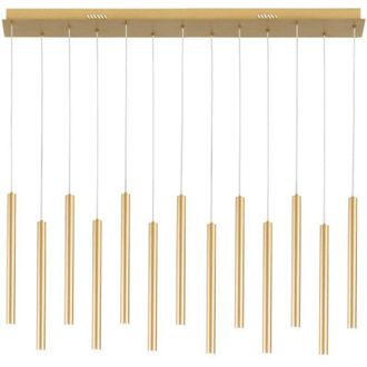 Luce-Ambiente-Design Sospensione led pype a 13 pendenti in metallo oro 65W con funzione cct