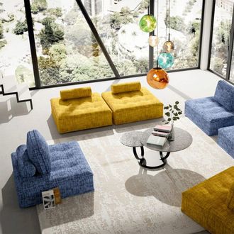 Kare Design M&oacute;dulo de sof&aacute; amarillo de tela 106 cm