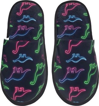 Generic Neon Dinosaur (4) Women Men Slippers Cosy House Shoes Soft Sliders For Winter Outdoor Bedroom L