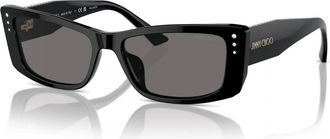 Jimmy Choo London Womens Pillow Crystal Details Sunglasses In Black/ Grey Acetate