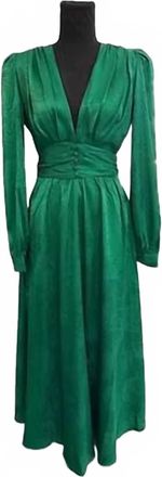 Ronny Kobo Womens Long Sleeve Maxi Dress In Green
