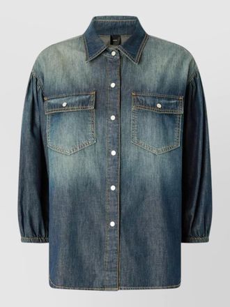 Pinko danae denim shirt short sleeve pockets