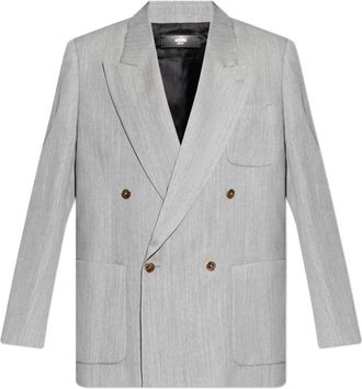 Amiri MA Double-Breasted Blazer - Heren - Blazers - Grijs - L - Katoen - Jassen
