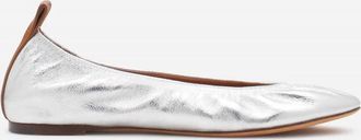 Lanvin Womens Metallic Leather Ballerina Flat In Silver