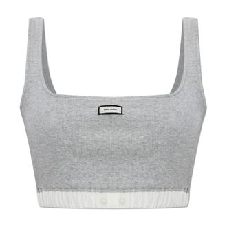 Entire studios Sleeveless Tops, female, Gray, Size: 2XS Logo Top