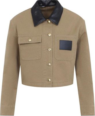 Balenciaga Cropped Workwear Jacket - Dames - Jassen - Beige - Maat: XS Katoen
