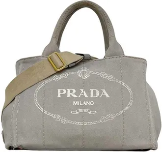 Prada Gray Canvas Tote Bag (Pre-Owned)