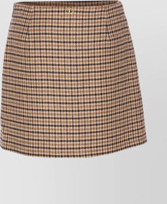 Twin-Set midi skirt with checkered pattern and buttons