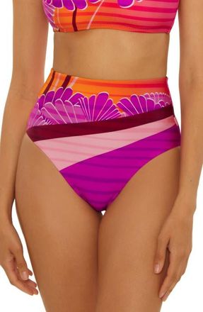 Trina Turk Rhodes High Waist Bikini Bottoms in Multi at Nordstrom, Size 12