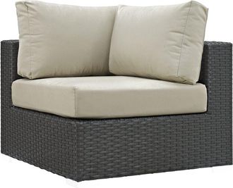 ModWay Discontinued Modway Sojourn Corner Outdoor Patio Wicker Rattan Sunbrella Sectional Set