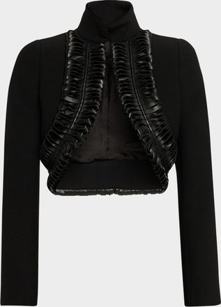 Alaia Faux Leather-Trimmed Crop Jacket
