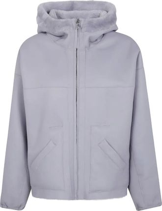 BLANCHA Giacca reversibile in pelliccia con cappuccio - Grigio