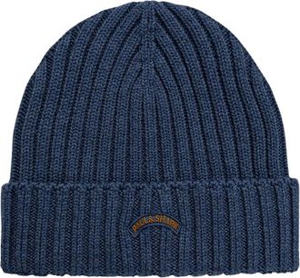 Paul & Shark Wool Beanie - Heren - Hoeden - Blauw - ONE Size - Wol - Accessoires