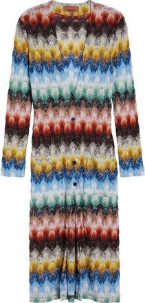 Missoni Metallic Zigzag Raschel Knit Duster Cardigan in Multicolor On Black Base at Nordstrom, Size 10 Us