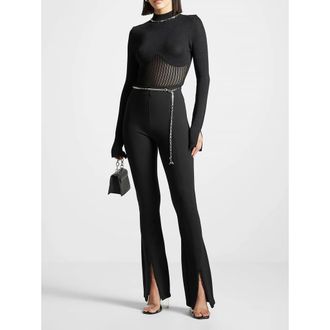 Mani&egrave;re De Voir Fit and Flare Leggings with Chain in Black at Nordstrom, Size Xx-Small