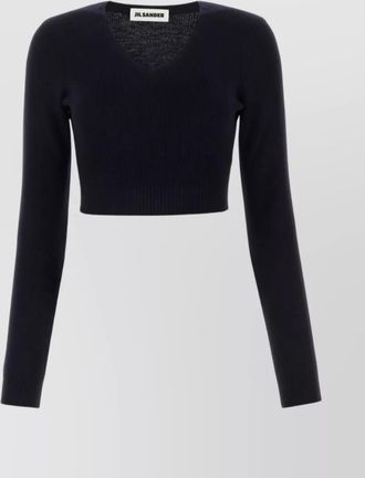 Jil Sander cropped v neck wool knit