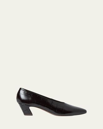 Loeffler Randall 50mm Neive Croc-Embossed Leather Pumps