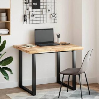 Berkfield Home Desk Top Untreated 100x80x4 cm Solid Wood Acacia in Brown | Size: 100 x 80 x 4 cm