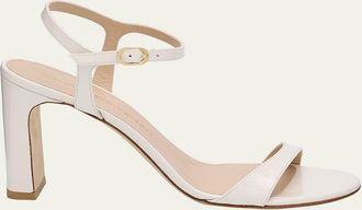 Stuart Weitzman Babette Patent Leather Ankle-Strap Sandals
