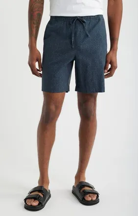 Open Edit Linen Blend Shorts in Navy Eclipse Geo at Nordstrom, Size X-Large