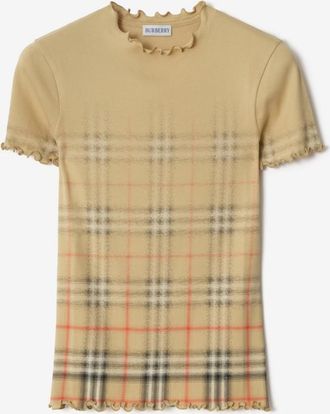 Burberry Gradient Check Stretch Cotton Top, Size: XXS