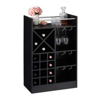 Relaxdays Relaxdays Estanter&iacute;a Vino Con Portacopas, 22 Botellas, Independiente, Vino Y Cava, Bar, 96x63x35 Cm, Negro