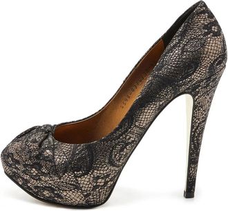 Gina lace-embroidered platform heels - Gold