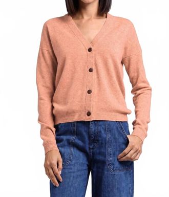 Minnie Rose Cashmere V Neck Cardigan In Rose