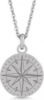Allurez Compass Pendant Necklace 14K White Gold