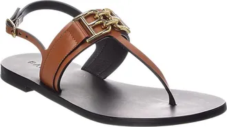 Bally Logo Positano Leather Flat Sandal