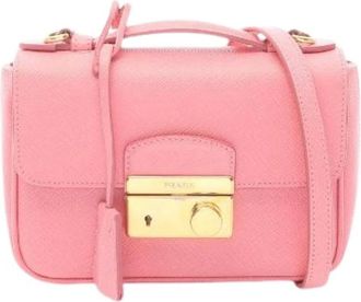 Prada Pre-owned Mini Bags, female, Pink, Size: ONE SIZE Pre-owned Saffiano Leather Shoulder Bag