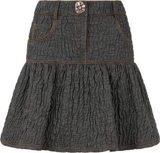 Moschino Rok met ruches - Dames - Korte rokken - Grijs - 2XS - Katoen - Rokken