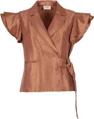 Freebird by Steven Brightly Blouse - Dames - Blouses - Bruin - L - Polyester - Overhemden