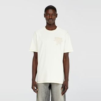 Diesel Regular T-shirt with embroidered patch - T-Shirts - Man - White