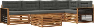 vidaXL Conjunto De Sof&aacute;s De Exterior 6 Uds. Natural Y Antracita Vidaxl