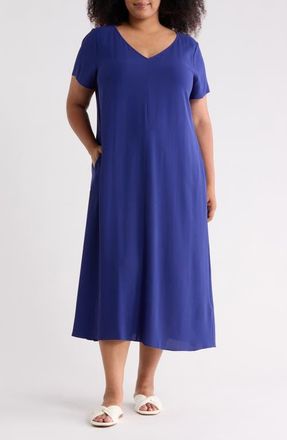 Eileen Fisher Silk Midi Dress in Infinity at Nordstrom, Size 2X