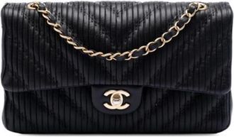 Chanel Pre-owned Pleated Leather Shoulder Bag - Dames - Vintage Schoudertas - Zwart - ONE Size - Leer - Vintage