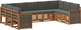 vidaXL Conjunto De Sof&aacute;s De Exterior 7 Uds. Natural Y Antracita Vidaxl