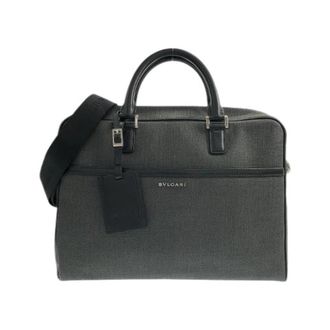 Bulgari Pre-owned Weekend Gecoat Canvas Kalfsleren Tas - Heren - Vintage Handtas - Grijs - ONE Size - Leer - Vintage