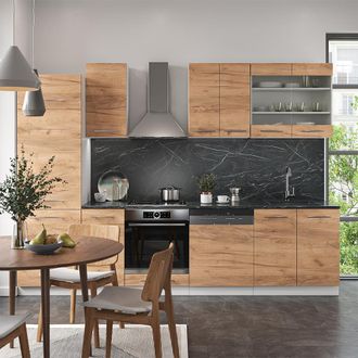 Vicco Mueble De Cocina Fame-line, Oro Potencia Roble/blanco, 300 Cm, Et Antracita