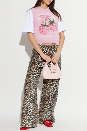 Ganni Vest With Logo, Womens, Pink