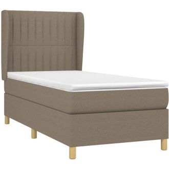vidaXL Cama Box Spring Con Colch&oacute;n Tela Gris Taupe 80x200 Cm Vidaxl