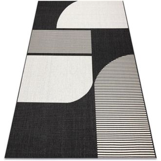 RugsX Rugsx - Alfombra Sisal Flat 49384690 Abstracci&oacute;n Crema / Negro Black 160x230 Cm
