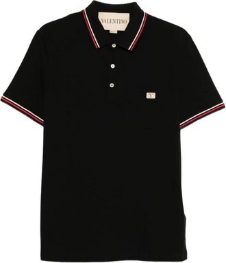 Valentino Polo Shirts, male, Black, Size: M VLogo Signature Cotton Piqu&eacute; Polo Shirt