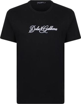 Dolce & Gabbana Katoenen T-shirt met Logo - Heren - T-shirts - Zwart - L - Katoen - Tops