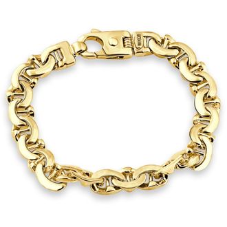 Pompeii3 Solid 14k Yellow Gold 61.60 grams Mens 10.5mm Wide Bracelet Lobster Clasp 8.25